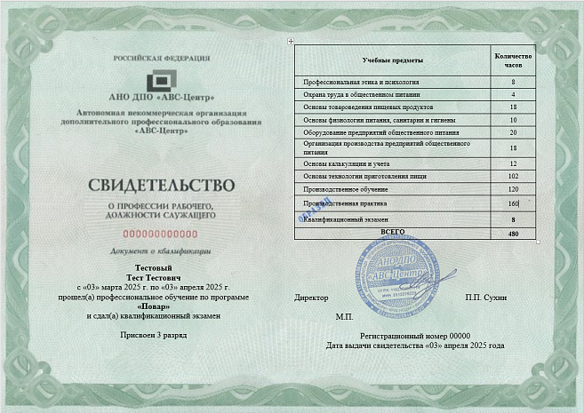 Повар (3-5 разряд). Обучение дистанционно